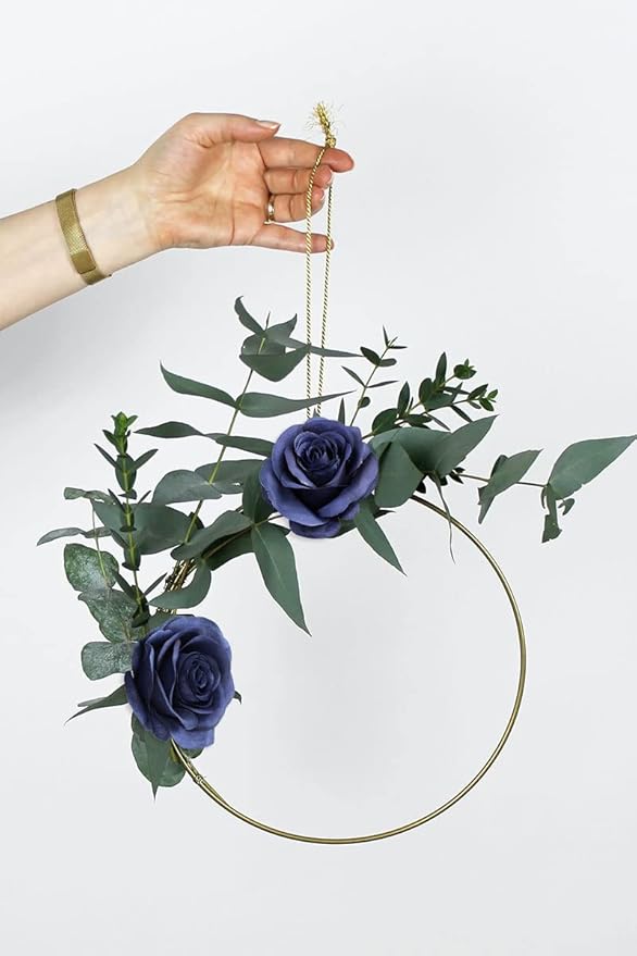 Artificial Rose Flower Artificial Flowers Flower with Long Stem Silk Roses Bouquet for Wedding Bridal Shower Party Home Decoration (Navy Blue, 50 Pcs)