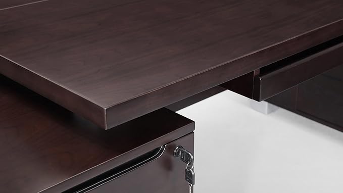 ZURI 79" Modern Ford Executive Desk with Filing Cabinets - Dark Wood