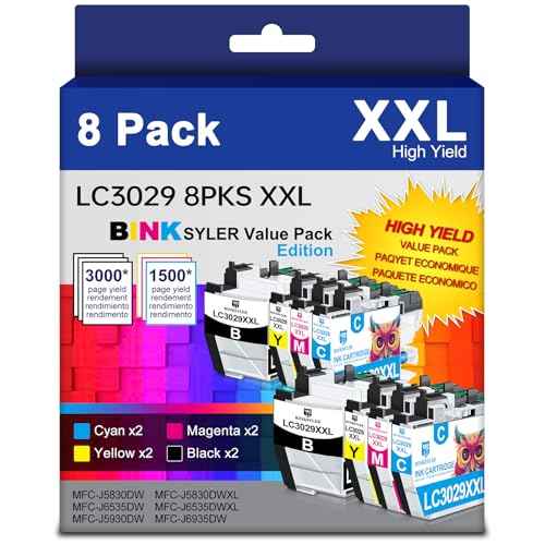 LC3029XXL Ink Cartridges for Brother LC3029 LC3029BK Inkjet Cartridge Work for MFC-J5830DW MFC-J6535DW MFC-J5930DW MFC-J6935DW Printer (2BK/2C/2M/2Y) 8-Pack
