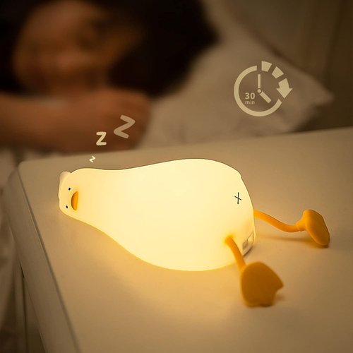 ASHATA Cute Duck Night Light - Dimmable Silicone Touch Lamp for Kids & Adults | Rechargeable Bedside Decor