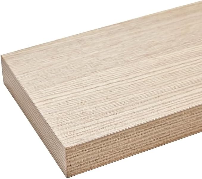 Oak Floating Shelves for Wall, Set of 4 Rustic Wood Shelves Over Toilet for Bathroom, Bedroom, Kitchen & Living Room Decor Display, for Plants, Towels & Books, 12"x7"x1.5"