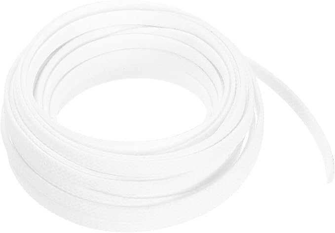 uxcell PET Expandable Sleeving 20ft 1/4" White Cable Management Sleeve Cord Organizer for Wrap Protect Cable