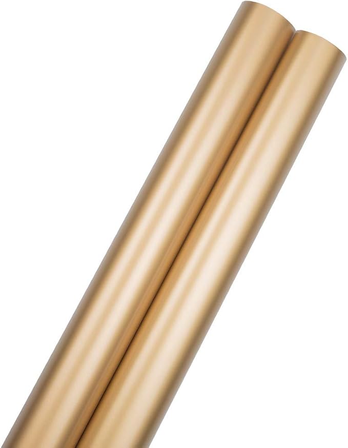 JAM Paper Gift Wrap - Matte Wrapping Paper - 50 Sq Ft Total (30 in x 10 Ft Each) - Matte Gold Foil - 2 Rolls/Pack