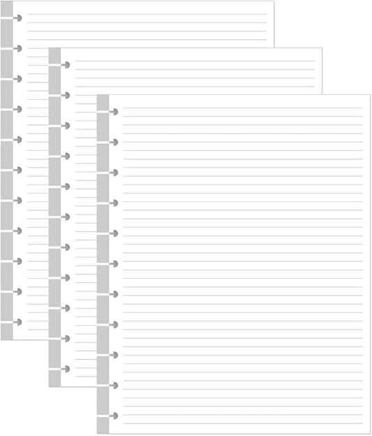 (3-Pack) Letter Size Discbound Refill Paper, 11 Disc Paper Refill for Note-Taking System Discbound Planner, 300Sheets / 600Pages Discbound Paper, 100gsm, White, 8.5'' x 11''
