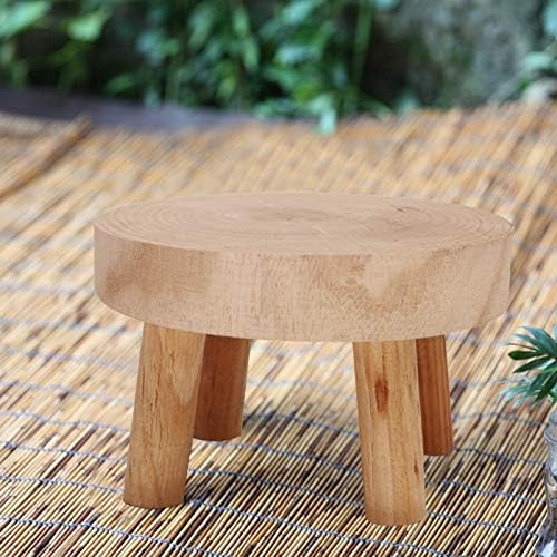 æ— Mini Wooden Stool Flower Display Stand, Potted Plant Shelf Succulents Bonsai Rack, Vintage Wood Grain Garden Plant Pot Riser Stand for Indoor Outdoor Office Dining Room Decor