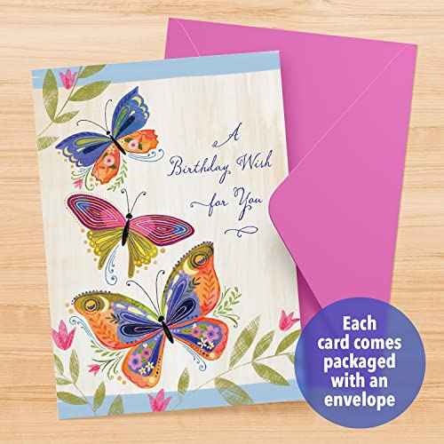 Designer Pop! Pop Up Birthday Card with 3D Butterfly Design - Birthday Wish Greeting Card, Ideal for Friends, Family or Special Someone