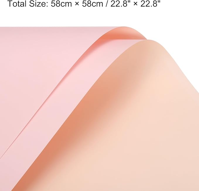 MECCANIXITY 20 Pcs Double Sided Color Flower Wrapping Paper Pink 22.8"x22.8" Waterproof for Florist Bouquet Supplies, DIY Crafts, Gift Box Packaging