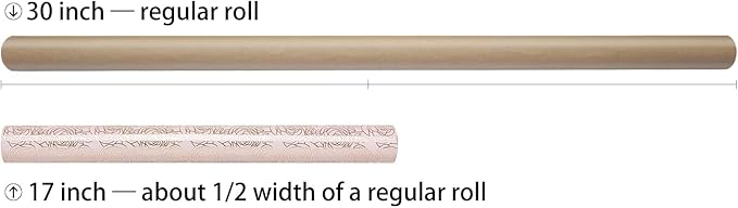 LDGOOAEL Mini Wrapping Paper Roll - Reversible Design (17" X 32.8Feet) - Metallic Gold Rose for Mothers Day, Birthday, Baby Shower