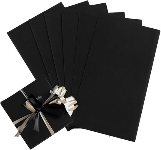JAM Paper Gift Wrap - Matte Wrapping Paper Sheets - 30" x 20" Per Sheet (25 Sq Ft Total) - Matte Black - 6 Sheets/Pack