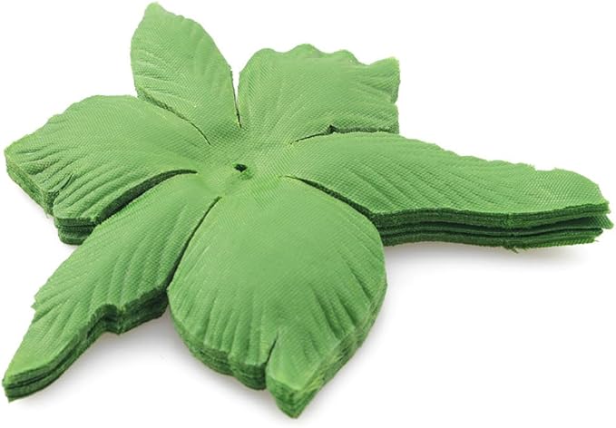ZYAMY 50PCS Artificial Floral Calyx Petals Green Circular Fabric Floral Base with Holes for DIY Wedding Party Decorations Crafts Scrapbooking Accessories