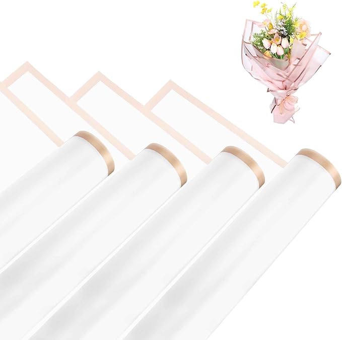 MECCANIXITY Flower Bouquet Wrapping Paper, 56cm/22 Inch Waterproof Floral Wrapping Paper for Flower Bouquet DIY Gift, Wedding, Birthdays, Valentine's Day, Pack of 20(Pure White)