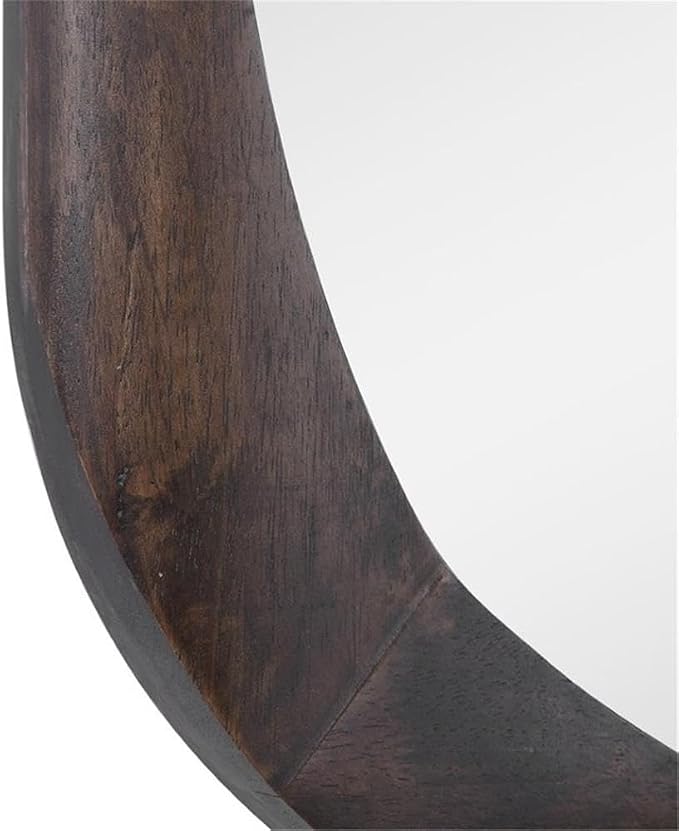 MAKLAINE Mid-Century Accent Mirror, 38" H x 26" W, Solid Rubber Wood Frame, Dark Walnut Finish, Rounded Edges, Horizontal or Vertical Hanging, Modern Wall Mirror for Living Room or Bedroom Decor