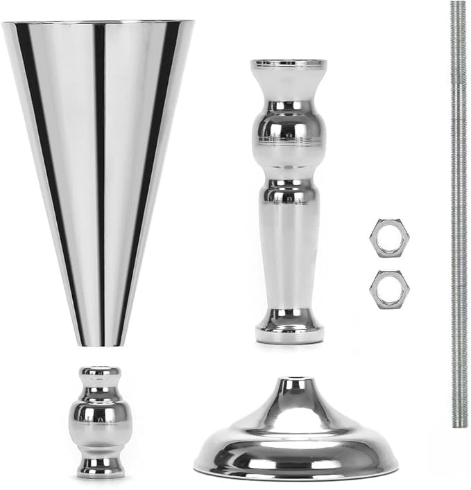 Set of 2 Tabletop Metal Wedding Flower Trumpet Vase Wedding Centerpiece Flower Vase for Wedding Event Decoration Living Decor Party Decor (Silver, 2×L)