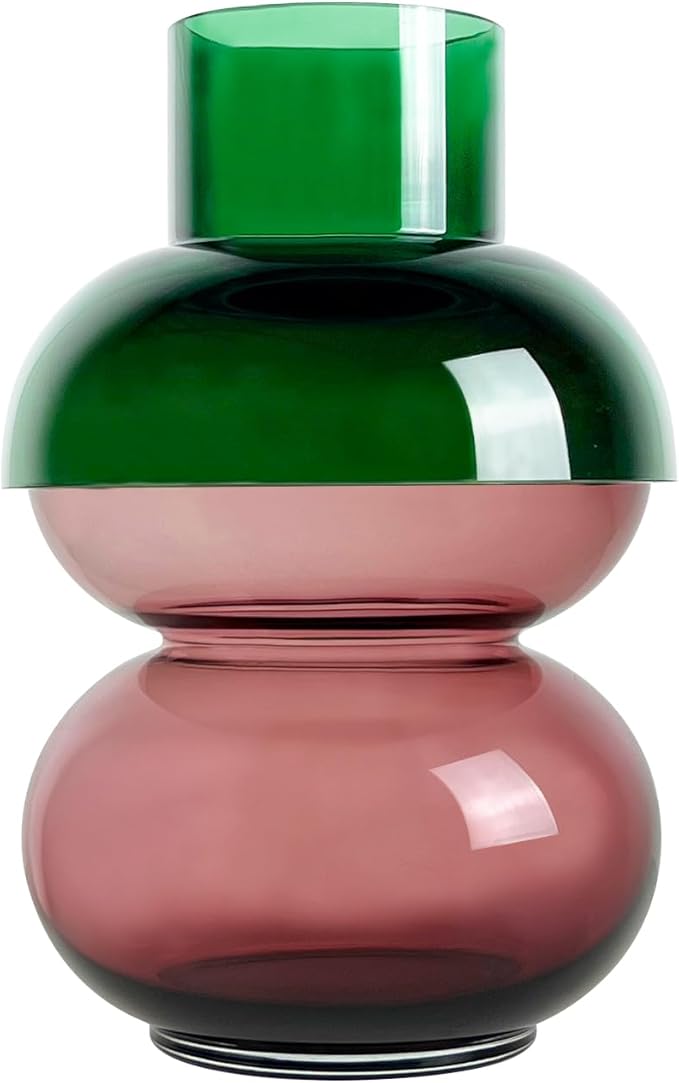 Cloudnola Extra Large Bubble Reversible Glass Flower Vase, Green and Pink, 16" Height x 10" Dia, Home, Centrepiece, Wedding, Gift, and Event Decor