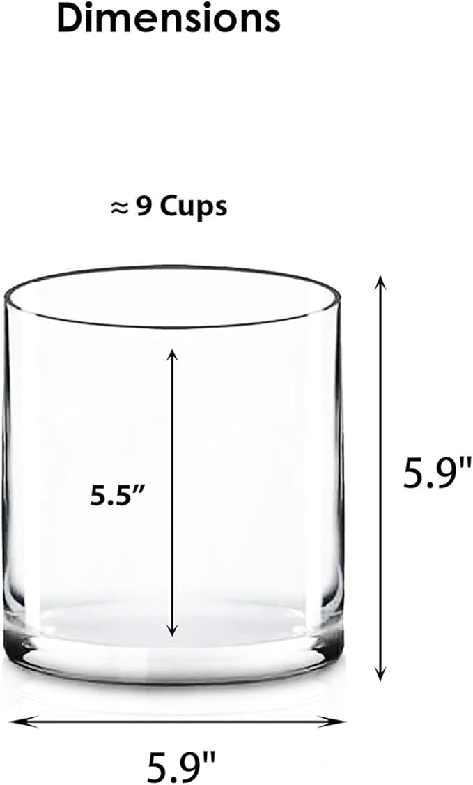 CYS EXCEL Cylinder Clear Glass Vase (H:5.9" D:5.9") | Multiple Size Choices Glass Flower Vase Centerpieces | Hurricane Floating Candle Holder Vase
