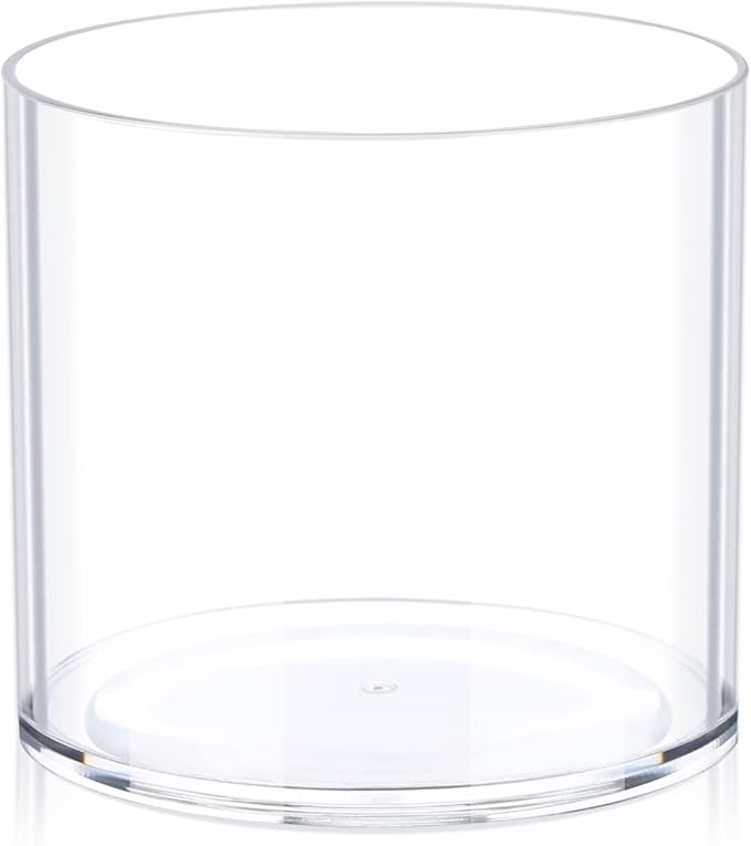 Flower Clear Plastic Vase Centerpiece for Home, Wedding Party, Clear Cylinder Wide Vase for Flowers, Decorative Wide Mouth Vase for Decor, Centerpieces, 6” × 6" Opening Round (Not Glass)