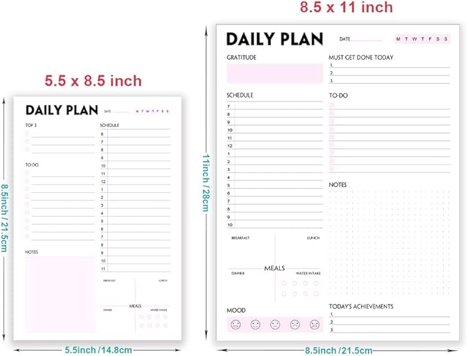 (Pack of 3) A4 Daily Planner Notepad - Tear-Off Daily Planning Pad, Organizer with To Do Lists, Schedule, Appointment, Productivity Tracker, 50 Undated Sheets, 3 Pack, Total 150 Sheets, 8.5 x 11 in