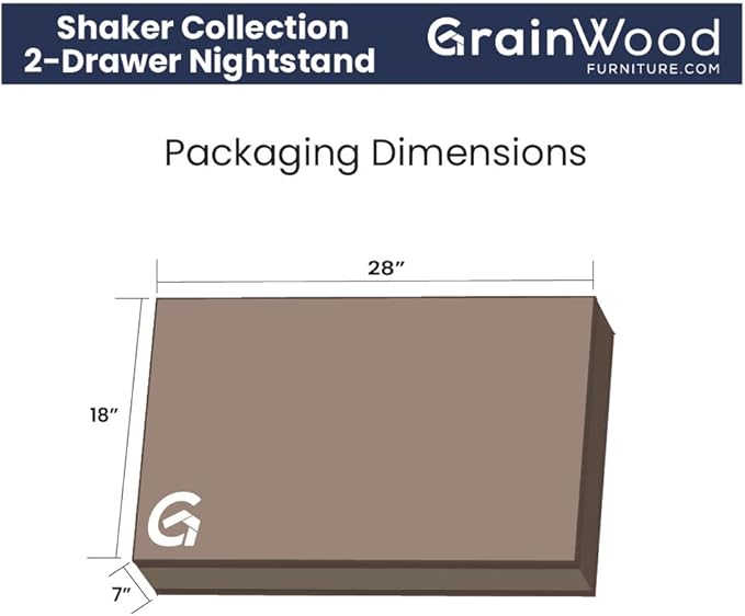 Grain Wood Furniture Shaker 2-Drawer Bedside Nightstand, Solid Wood with Expresso Finish