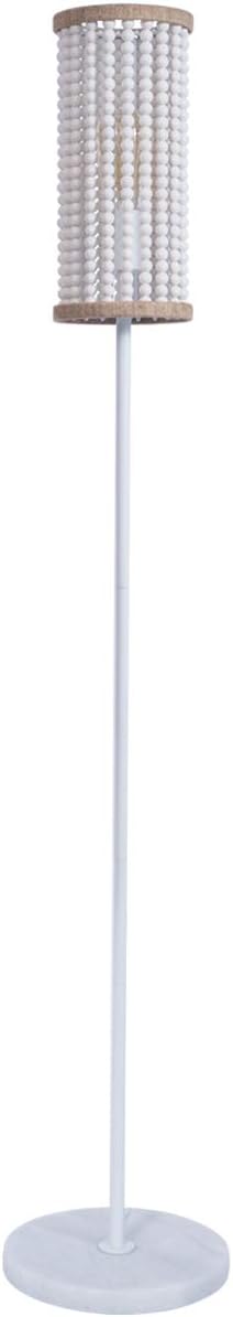 VILUXY Bohemia Boho Floor Lamp with White Wood Beaded Shade for Bedroom, Living Room, Girl Room