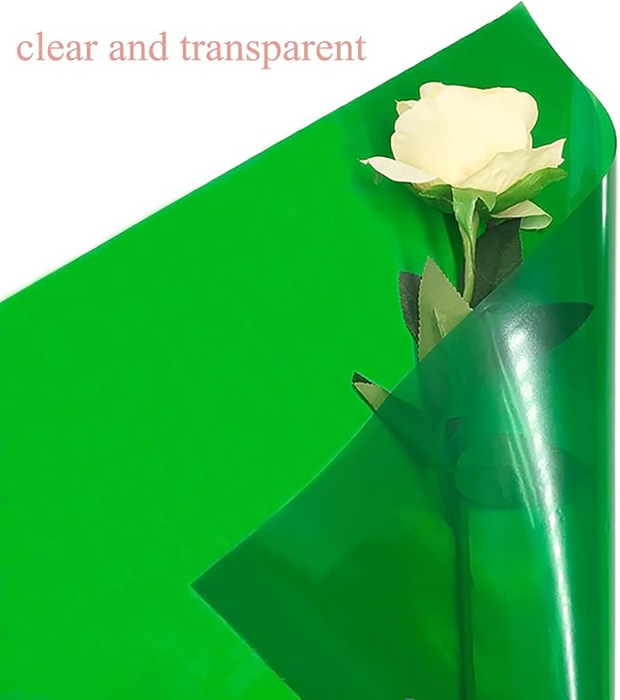 200 ft Green Cellophane Wrap Roll (16 In x 200 Feet) - 2.5 Mil Thick for Gift Baskets, Bouquets, Party Decorations