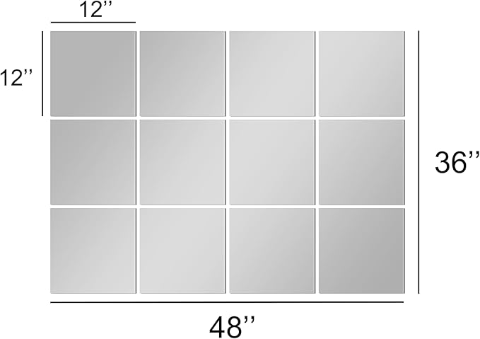 TRAHOME Home Gym Mirror Tiles for Wall, 12"x12"x12PCS Full Length Home Gym Workout Mirror for Garage, Bedroom, Living Room, Over The Door
