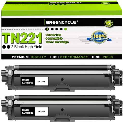 greencycle TN221 Compatible Black Toner Cartridge Replacement for Brother TN-221 TN221BK TN221K Work with MFC-9130CW HL-3170CDW HL-3140CW HL-3180CDW MFC-9330CDW MFC-9340CDW HL-3150CDN (2 Pack)