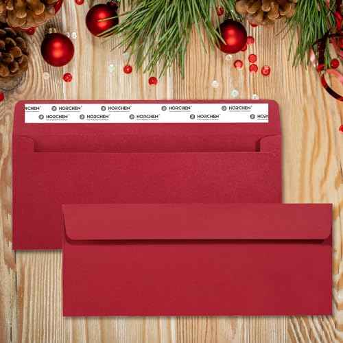 Red #10 Envelopes 100 Count Self Seal Envelopes Red for Business,Invitations Windowless Business Envelopes,Horchen