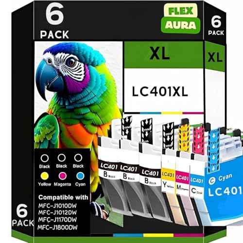 LC401XL Compatible Ink Cartridges ? 6 Pack High Yield Replacement for MFC-J1010DW, MFC-J1012DW, MFC-J1170DW, MFC-J1800DW (3 Black, 1 Cyan, 1 Magenta, 1 Yellow)