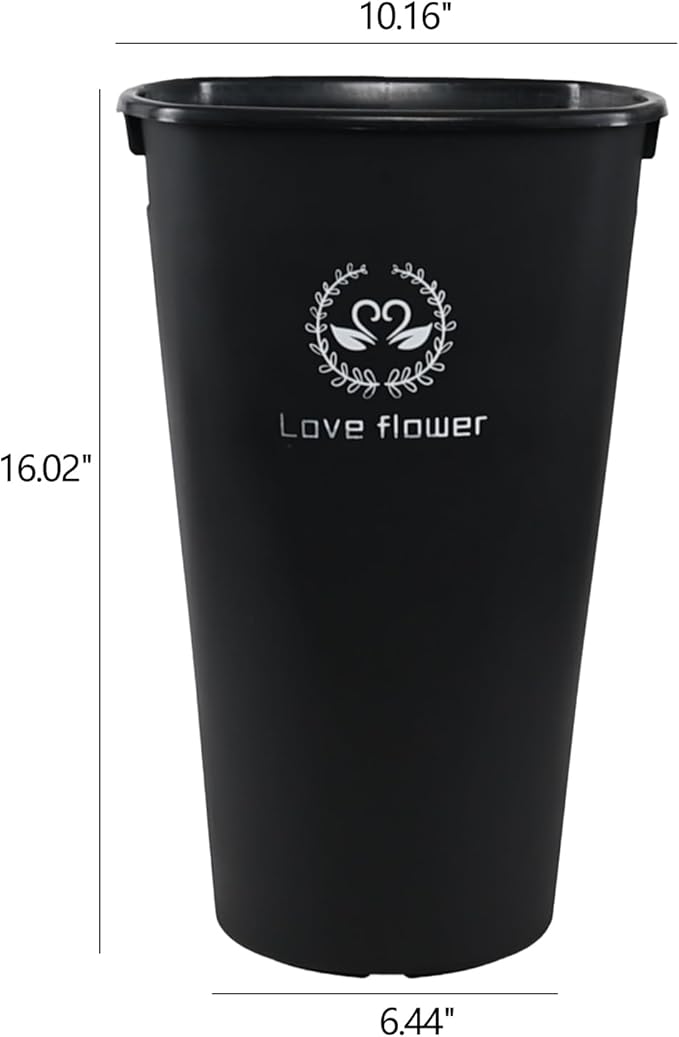 Yuright 16.02 Inch Black Tall Flower Bucket, 4 Pack Floral Display Buckets Plastic, Farmhouse French Flower Bucket with Cutout Handles