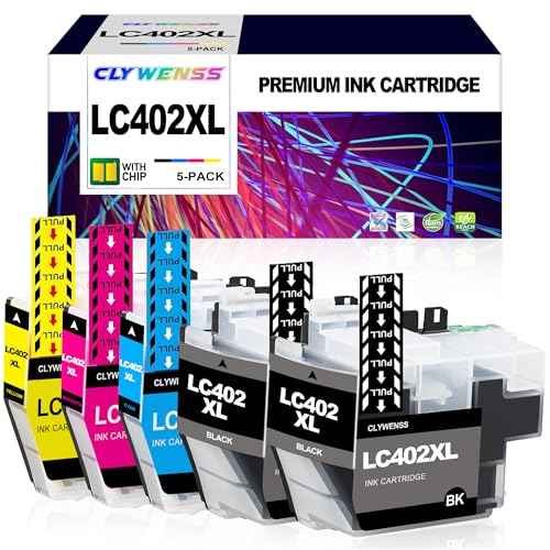 Compatible LC402XL Ink Cartridges Replacement for Brother LC402XL LC402 XL LC402 Ink High Yield for MFC-J5340DW MFC-J6540DW MFC-J6740DW MFC-J6940DW Printer (2BK/C/M/Y, 5-Pack)