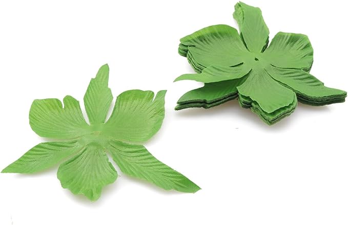 ZYAMY 50PCS Artificial Floral Calyx Petals Green Circular Fabric Floral Base with Holes for DIY Wedding Party Decorations Crafts Scrapbooking Accessories