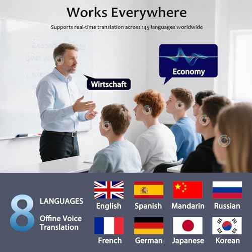 AI Translation Earbuds Real Time, Language Translator Earbuds, 144 Languages & Accents, OWS 3-in-1 Open Ear Wireless Bluetooth Earbuds with Charging Case for Travel, Business & Learning