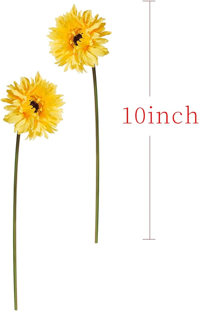 Letjolt Artificial Gerbera Daisy Flowers African Daisy Yellow Silk Flowers Home Decorations Faux DIY Bouquet for Wedding Engagement Centerpieces Arrangements