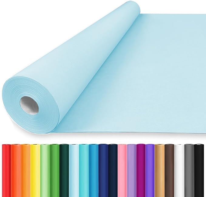 Vanhench 24"x1500"(125') Light Blue Wrapping Paper, Birthday Wrapping Paper Solid Color Art Kraft for Gift Wrapping, Bouquet Flower Crafts Packing Poster Bulletin Board