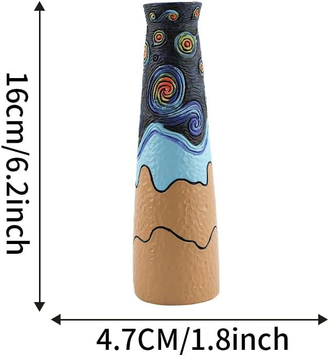 Starry Night Vase Plant Pot,Van Gogh Inspired Resin Flower Pot - Abstract Rainbow Planter with Artistic Brushstroke Design Stylish Art Flower Pot Unique Home Decor for Plants (3pcs)