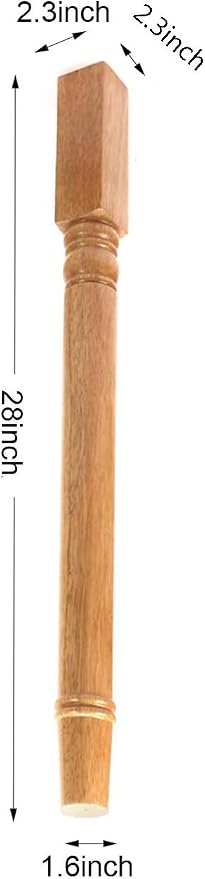 tonchean 28 inch Furniture Legs 4 Pack Turned Farmhouse Table Legs Set DIY Wood Legs Round Farmhouse Legs Replacement Coffee Table Bench Dining Legs Varnish Coated