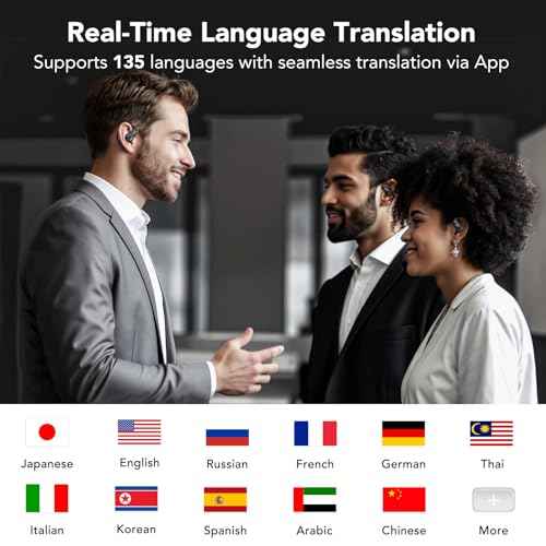 ERAZER X8 AI Language Translation Earbuds, Real-Time Translator Earbuds for 135 Languages, 3-in-1 Two-Way Translation Device with APP for iOS&Android, Translation Headphones for Travel Business