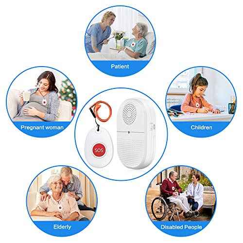 ChunHee Wireless Caregiver Pager Call Button Nurse Alert System Call Bell for Home/Elderly/Patient Emergency Vibration Pager 2 Transmitter+1 Receiver(800+Feet Operating Range)