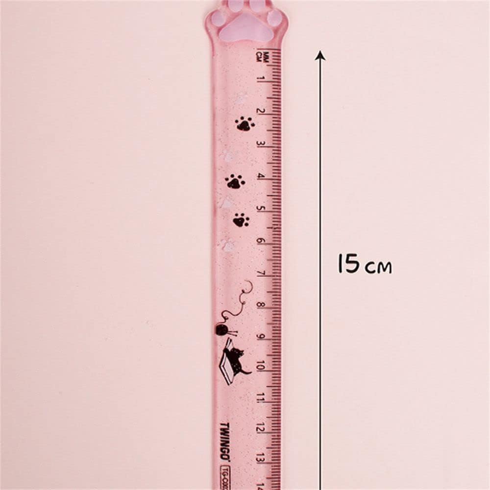 Skiennix Pink Cat's Claw Ruler - Cute 15CM Plastic Measuring Tool for School Supplies