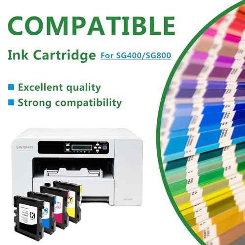 SG400 SG800 Sublimation Ink Cartridge Compatible with Sawgrass Virtuoso SG400 SG800 Printer 4Pack£¨Black Cyan Magenta Yellow£©