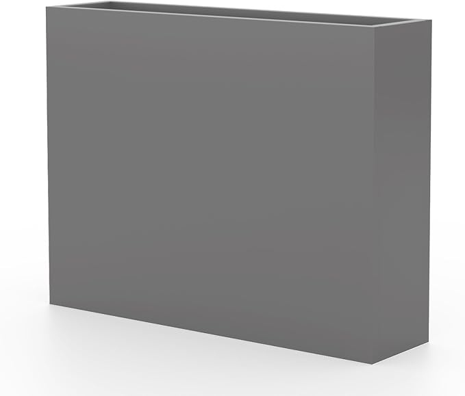 Casaphoriar Metal Planter Box 36"x9"x28", Rectangular Planter with Inner Shelf and Drainage Holes, Perfect for Outdoor Patio and Balcony Decor, Grey