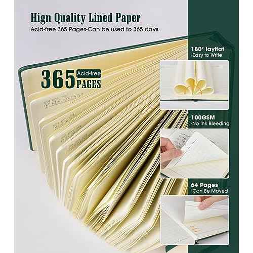 Lined Journal Notebook -365 Pages A5 Thick Journals for Writing Ruled Notebook, Hardcover Leather Journal for Women Men, Daily Journal Notebook for Work, Note Taking, 100Gsm Lined Paper( 5.75'' X