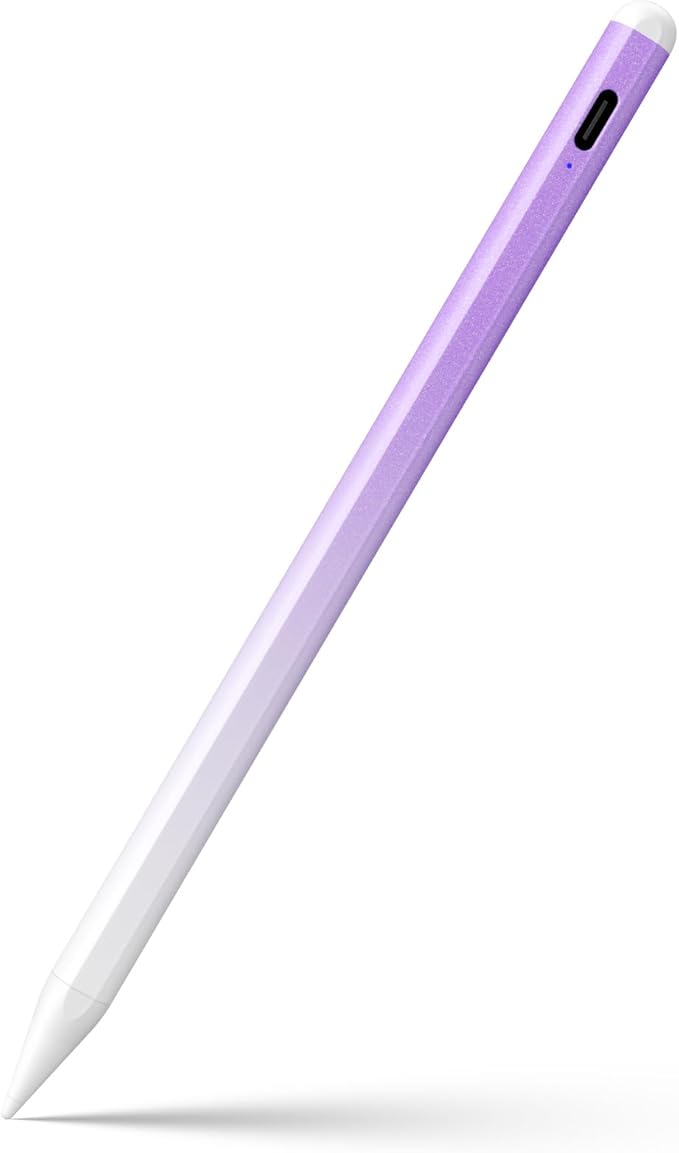 Stylus Pen for iPad 6th-11th Generation-2X Fast Charge Active Pencil Compatible with 2018-2025 Apple iPad Pro 11"/12.9"/M4, iPad Air 3/4/5/M2/M3,iPad mini 5/6 Gen-Gradient White Purple