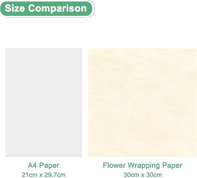 M METERXITY 152-Sheet Korean Cotton Wrapping Flower Paper, 11.8 Inch/ 30cm Waterproof Floral Wrapping Cotton Paper for Bouquets/Gift Packaging [Bright Beige]