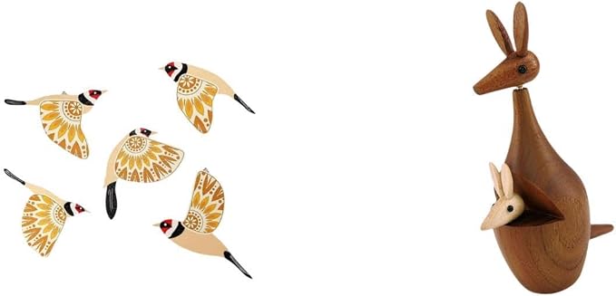 Fenteer Wooden Bird Wall Figurine Animal Statue Decorative Ornament Wooden Crafts Made from Wood Suitable for Home Decoration Gift Giving Par