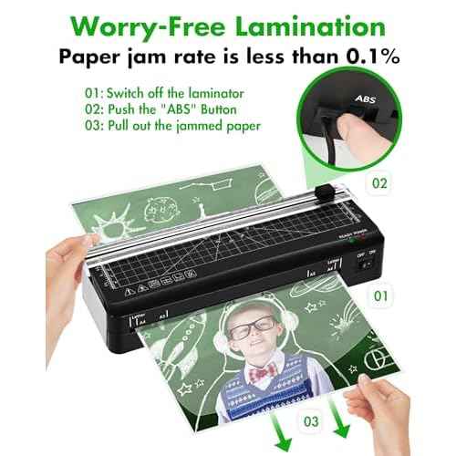 Laminator, A4 Laminator Machine, 9 inches Thermal Lamination Fast Warm-up with Build in Paper Trimmer,Portable Personal Laminating for Home/Office/School (A4 laminator +10PCS)