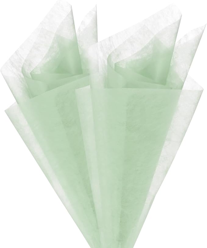 M METERXITY 38-Sheet Korean Cotton Wrapping Flower Paper, 22.8x17.7 Inch/ 58x45cm Waterproof Floral Wrapping Cotton Paper for Bouquets/Gift Packaging [Light Green]