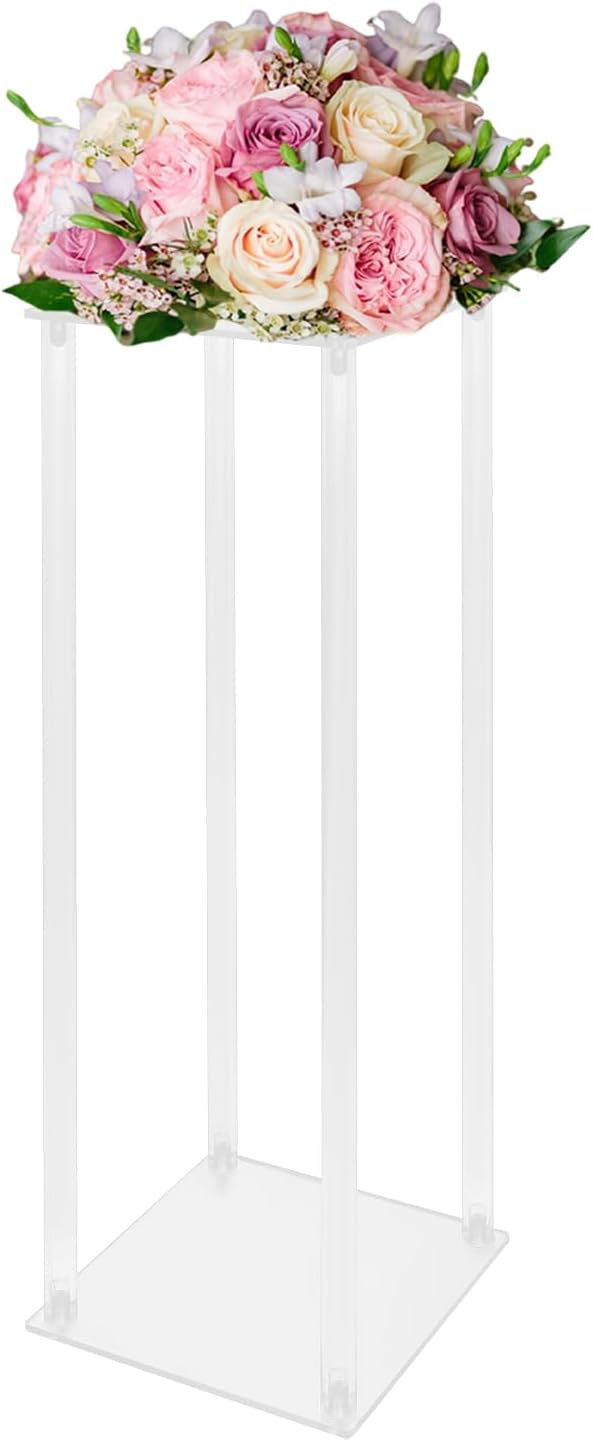 10 Pcs Tall Acrylic Vase Wedding Centerpieces Clear Flower Stand, Wedding Centerpieces Acrylic Vases Clear Column Flower Vase for Wedding Party Events Reception Table Decor