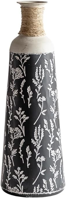 Decorative Rustic Iron Vase,23 inches 28 inches 30 inches Tall Large Metal Floor Vase,Farmhouse Vintage Floweral Vase for Living Room Home Decoration (Blue 3)