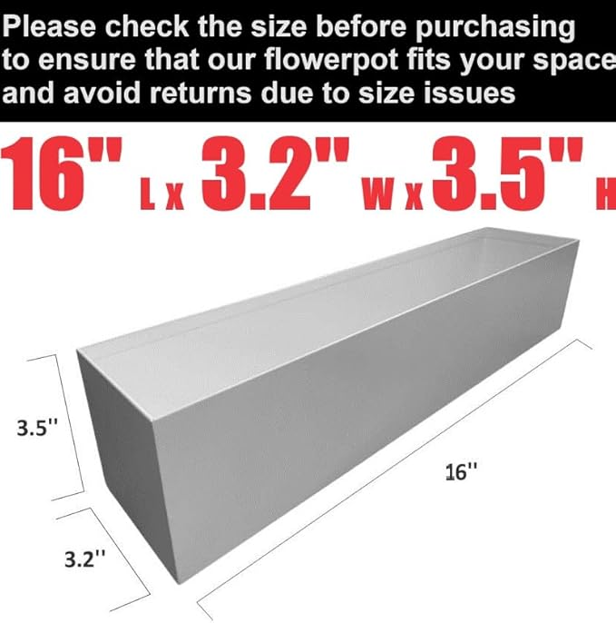 Modern 16" White Steel Trough Planter - Suitable for Indoor Use